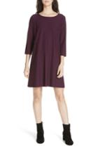 Women's Eileen Fisher Scoop Neck Knee Length Shift Dress, Size - Blue