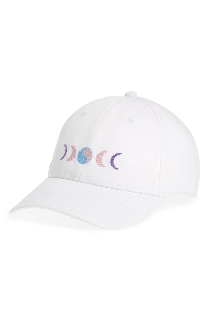 Women's Harding-lane Yin/yang Moonphase Needlepoint Baseball Cap - White