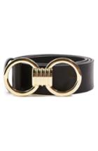 Women's Topshop Circle Buckle Faux Leather Belt /small - Black