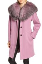 Women's Fleurette Wool Cocoon Coat With Genuine Fox Fur Collar