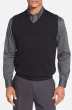 Men's Cutter & Buck 'douglas' Merino Wool Blend V-neck Sweater Vest - Black (online Only)
