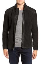Men's Flynt Regular Fit Leather Moto Jacket, Size - Black