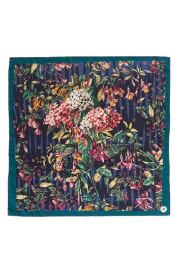Women's Mantero Tra Le Righe Square Silk Scarf, Size - Blue