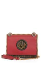 Fendi Small Kan I Logo Leather Shoulder Bag - Red