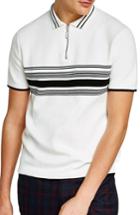 Men's Topman Slim Fit Stripe Knit Polo - White