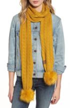 Women's Cc Faux Fur Pompom Knit Scarf, Size - Yellow