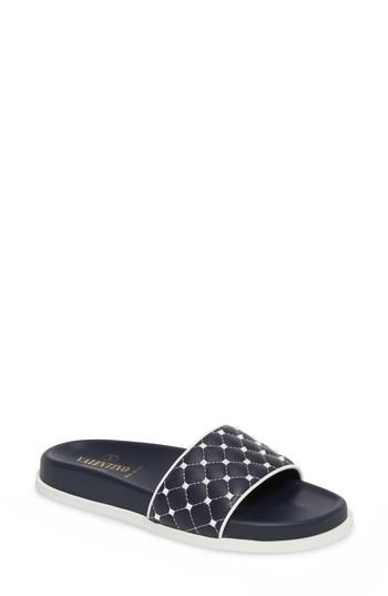 Women's Valentino Garavani Free Rockstud Slide Sandal Us / 37eu - Blue