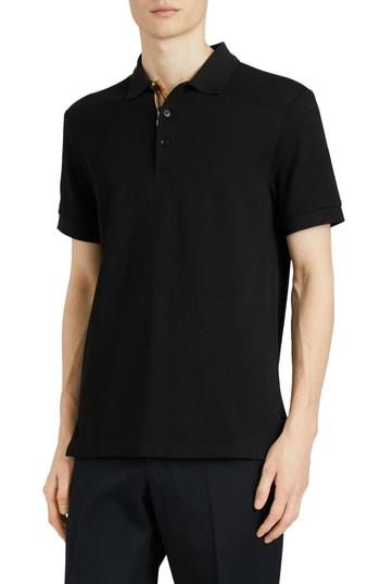 Men's Burberry Hartford Pique Polo, Size - Black