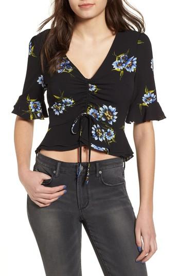 Women's Astr The Label Cinch Front Crop Top - Black