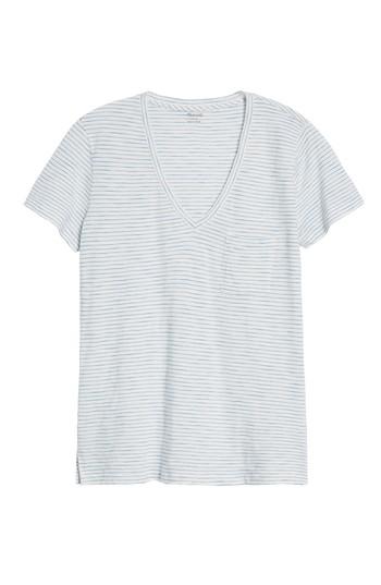 Women's Madewell Whisper Cotton Stripe V-neck Tee - Ivory