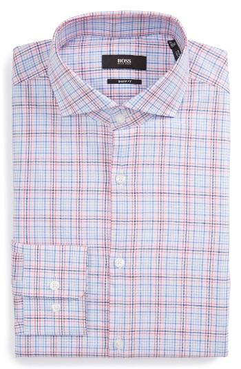 Men's Boss Mark Sharp Fit Check Dress Shirt .5 L - Pink