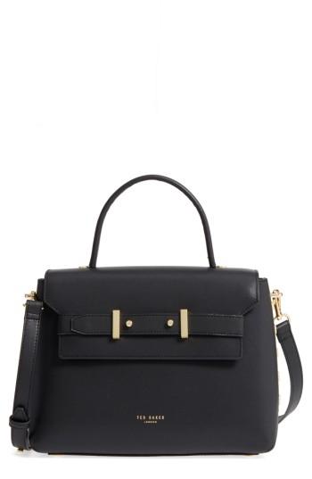 Ted Baker London Taymar - Studded Edge Lady Bag Leather Top Handle Satchel - Black