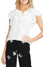 Women's Vince Camuto Ruffle Flutter Sleeve Top - Ivory