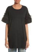 Women's Tu Es Mon Tresor Tulle Flower Trim Tee, Size - Black