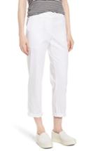 Women's Nordstrom Signature Stretch Cotton & Linen Ankle Pants - White