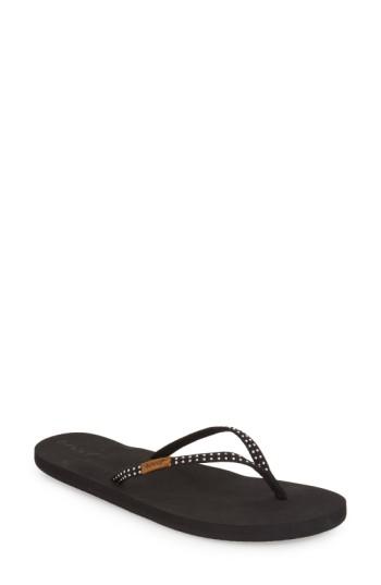 Women's Reef 'slim Ginger' Studded Flip Flop M - Black
