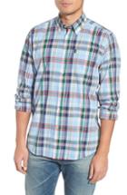 Men's Barbour Jeff Trim Fit Plaid Sport Shirt, Size - Blue