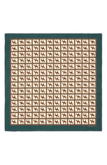 Women's Gucci Horses Square Silk Scarf, Size - Ivory