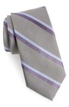Men's Calibrate Miranda Stripe Silk Tie, Size - Purple