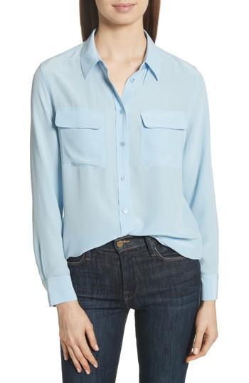 Women's Equipment Slim Signature Silk Shirt - Blue