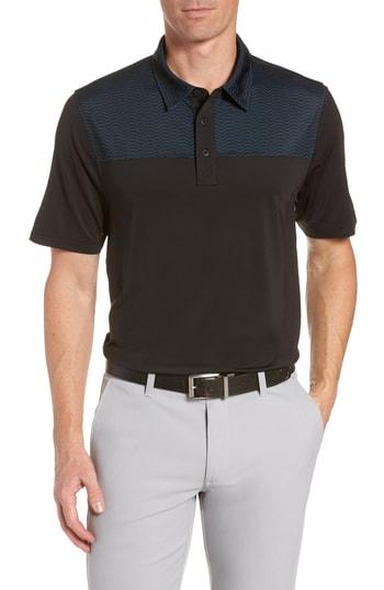 Men's Cutter & Buck Kevin Wave Print Polo - Black