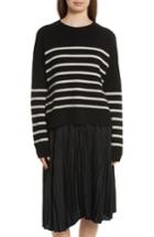 Women's Vince Cashmere Stripe Boxy Crew Sweater - Black