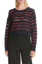 Women's Rag & Bone Penn Sheer Stripe Crop Sweater - Blue