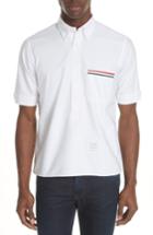 Men's Thom Browne Short Sleeve Pullover Oxford Shirt - White
