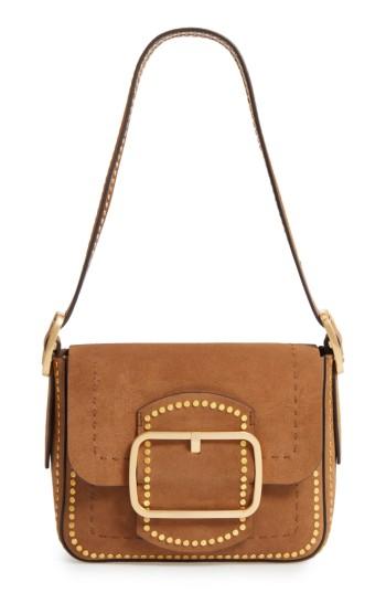 Tory Burch Small Sawyer Stud Suede Shoulder Bag - Brown