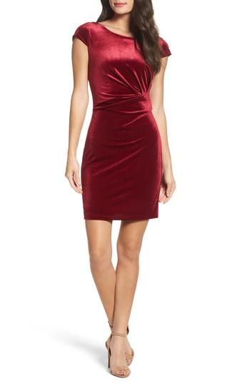 Women's Fraiche By J Pleat Side Velvet Dress - Burgundy