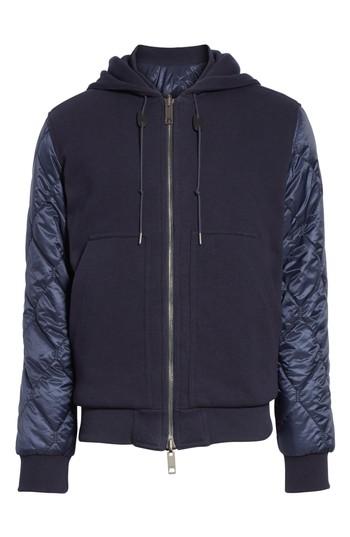 Men's Burberry Demford Reversible Quilted Hooded Jacket, Size - Blue