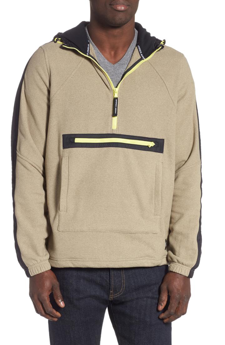 Men's Under Armour Sportstyle Microfleece Half Zip Hoodie, Size - Beige