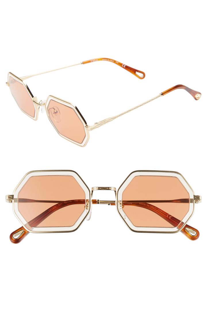 Women's Chloe Tally 53mm Octagon Sunglasses - Gold/ Sand/ Orange