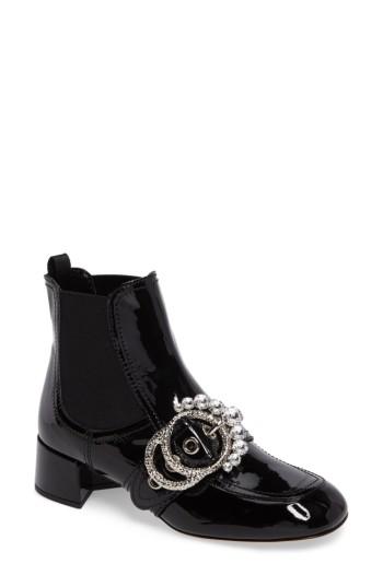 Women's Miu Miu Embellished Chelsea Bootie .5us / 36.5eu - Black