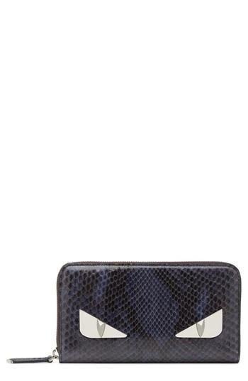Women's Fendi Genuine Python Zip Around Wallet - Grey