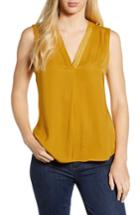Women's Vince Camuto V-neck Rumple Satin Blouse, Size - Yellow