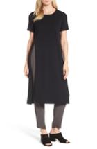 Petite Women's Eileen Fisher Long Wool Knit Tunic, Size P - Black