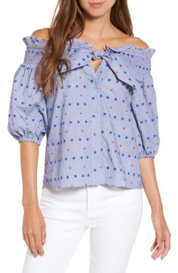 Women's Parker Spade Off The Shoulder Blouse - Blue