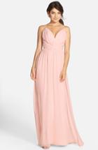 Women's Jim Hjelm Occasions Draped V-neck Chiffon Gown - Pink