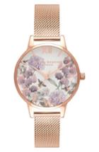 Women's Olivia Burton Enchanted Garden Bee Blooms Mesh Bracelet Watch, 30mm