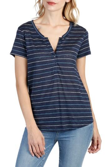 Women's Paige Teodora Stripe Linen Henley Tee