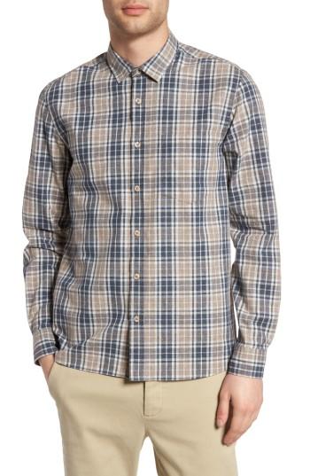 Men's Topman Check Shirt, Size - Beige