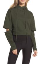 Women's Alo Peak Cutout Long Sleeve Pullover Crop Hoodie - Green