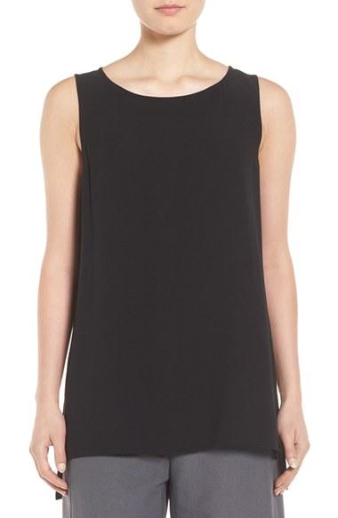 Women's Eileen Fisher Silk Crepe Bateau Neck Shell