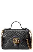 Gucci Small Gg Marmont 2.0 Matelasse Leather Top Handle Bag - Black