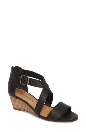 Women's Lucky Brand Jestah Wedge Sandal M - Black