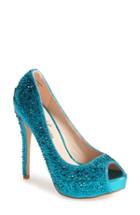 Women's Lauren Lorraine 'candy' Crystal Peep Toe Pump .5 M - Blue/green