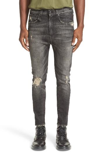 Men's R13 Destroyed Drop Crotch Skinny Jeans