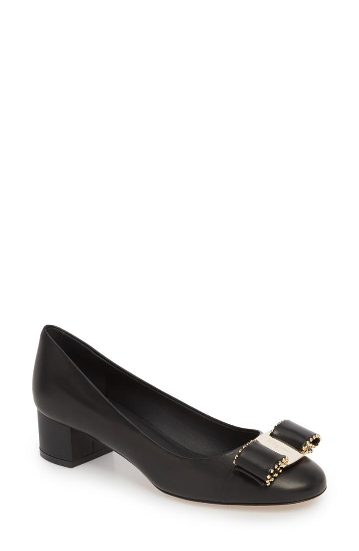 Women's Salvatore Ferragamo Vara Bow Pump .5 B - Black