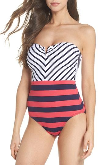 Women's Tommy Bahama Channel Surfing Strapless One-piece Swimsuit - Blue